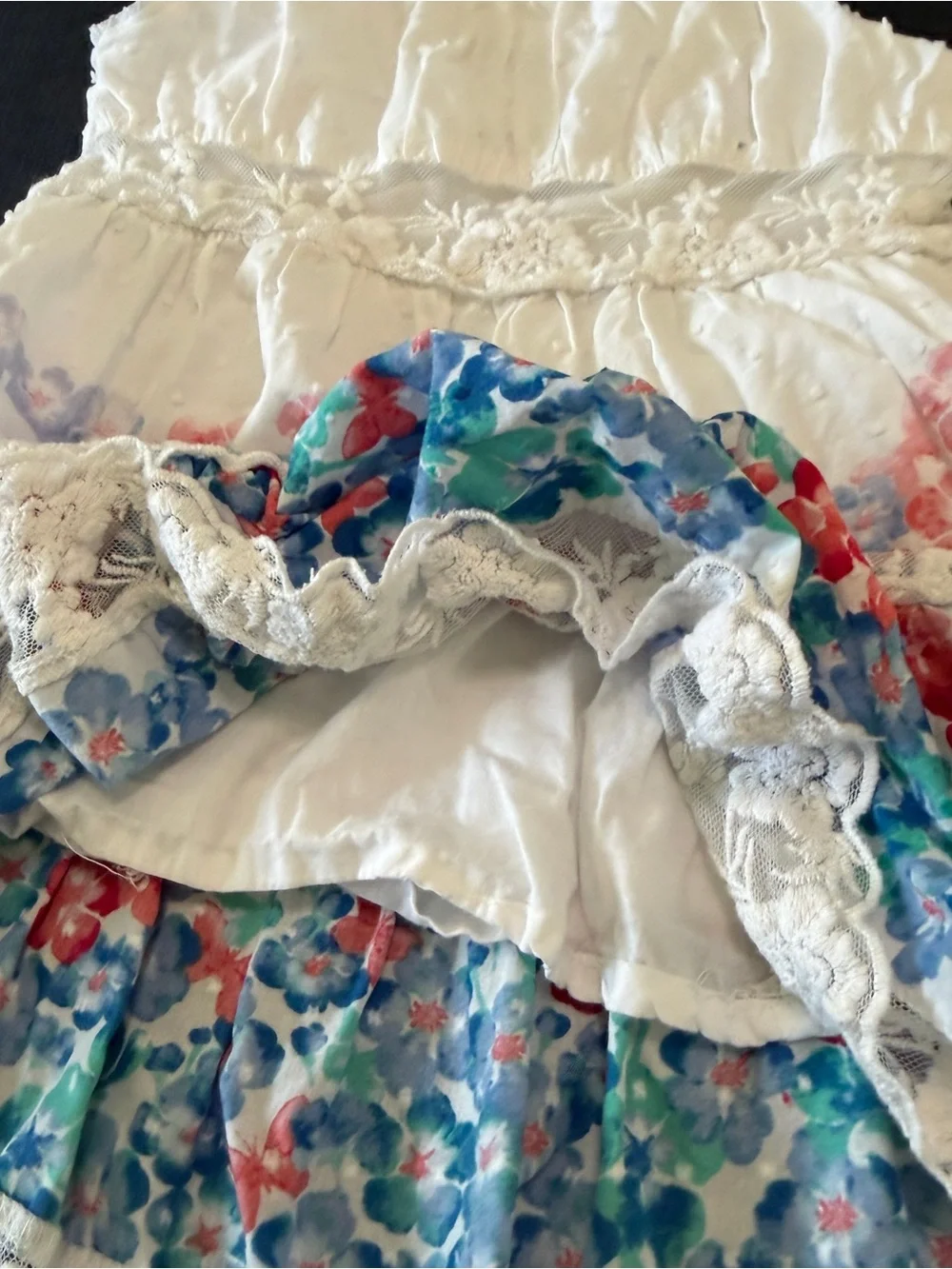 Toughskins Girls 100% Cotton Floral Lace Tiered Dress Size 2T